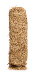 Bale of dried straw isolated on white