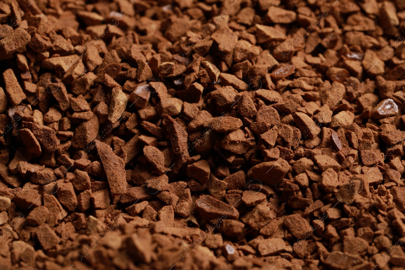 Photo of Dry instant coffee as background, top view