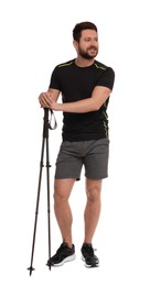 Photo of Man with poles for Nordic walking isolated on white