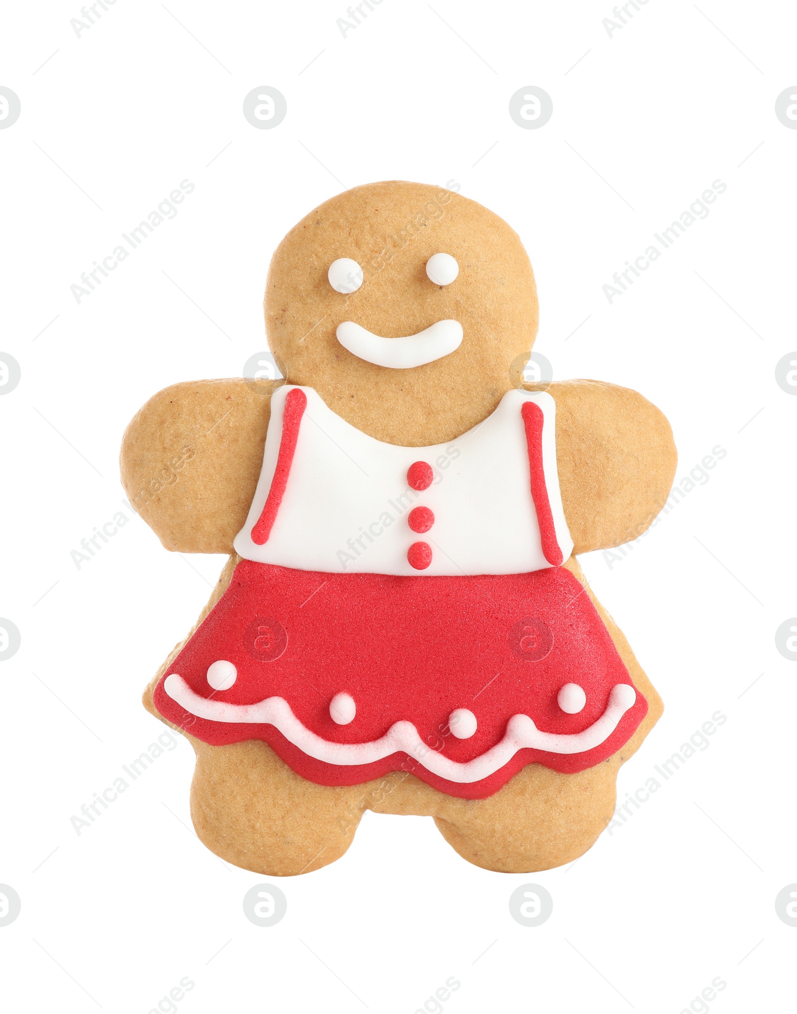 Photo of Tasty homemade Christmas cookie on white background