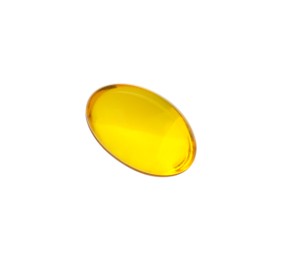 Photo of One vitamin capsule isolated on white. Health supplement