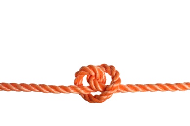 Color rope with knot on white background