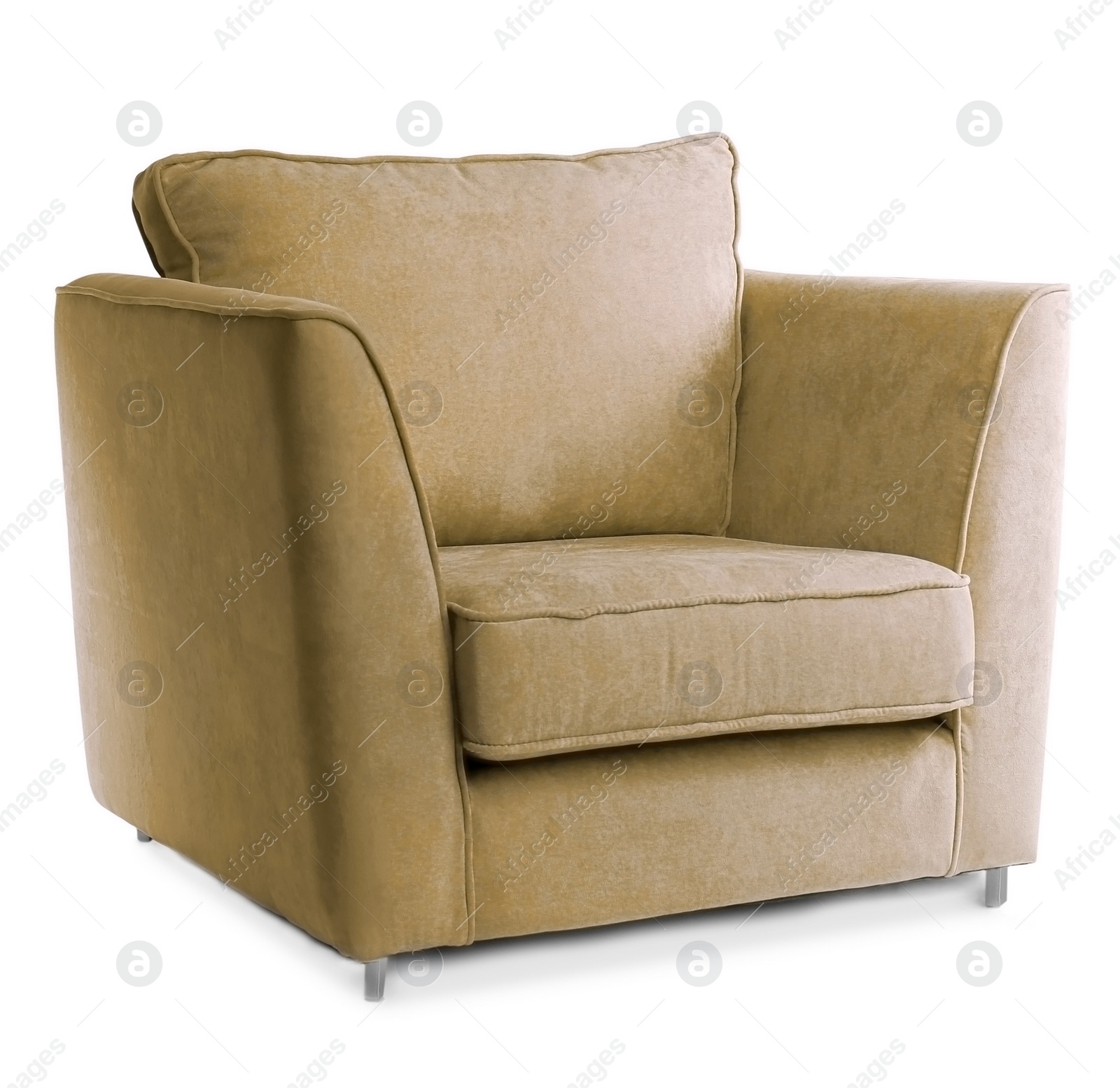 Image of One comfortable dark beige armchair isolated on white