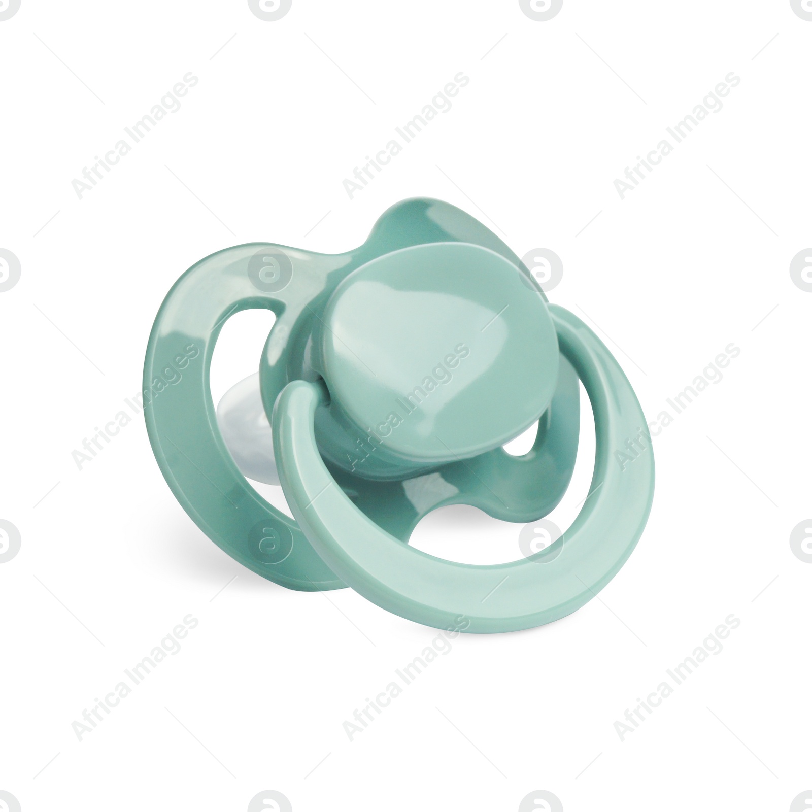 Photo of New pale green baby pacifier isolated on white