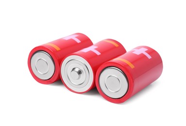 New C size batteries isolated on white
