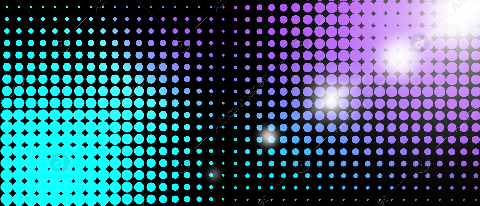 Image of Abstract background with color dots representing sound wave. Banner design