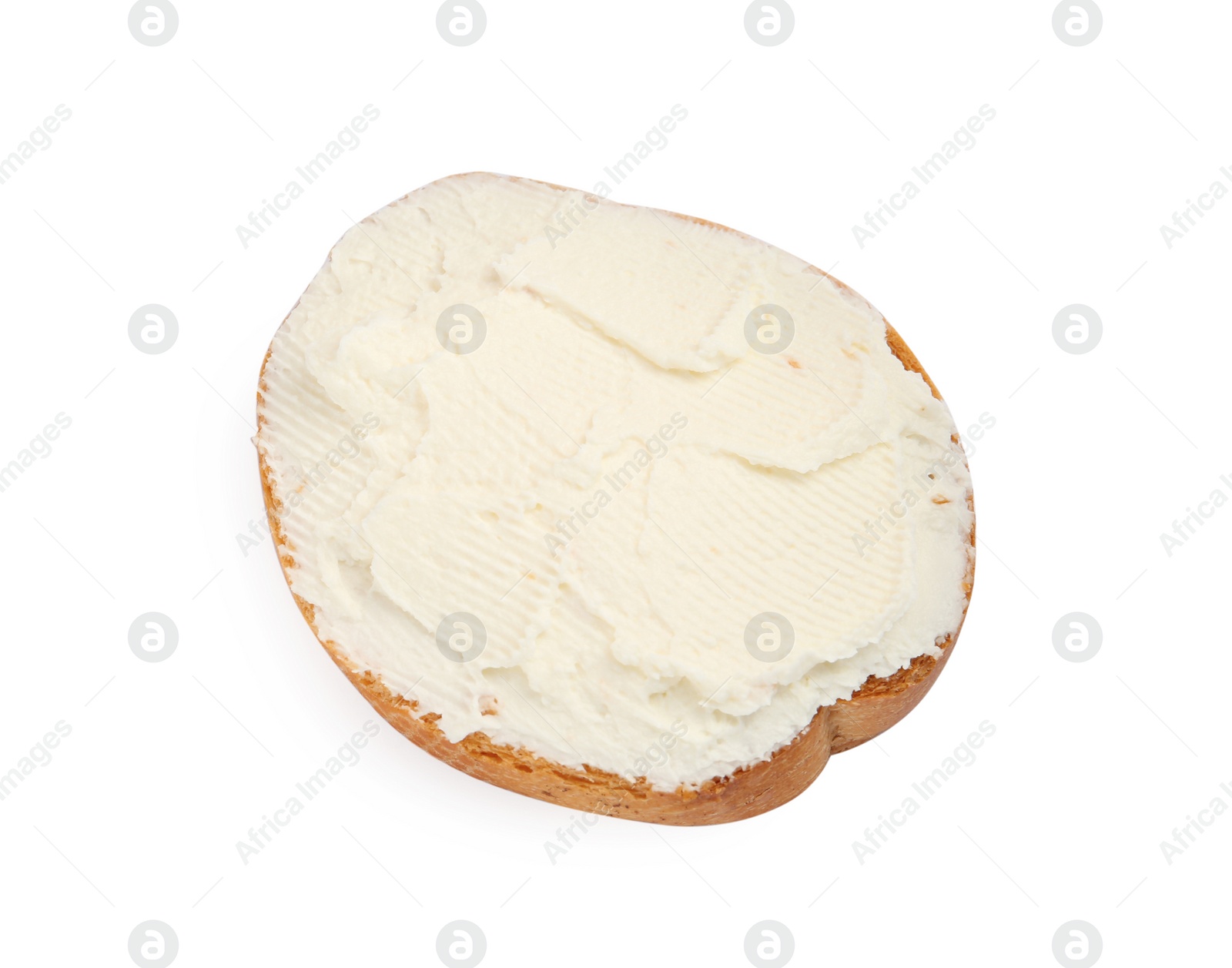 Photo of Delicious sandwich with cream cheese isolated on white