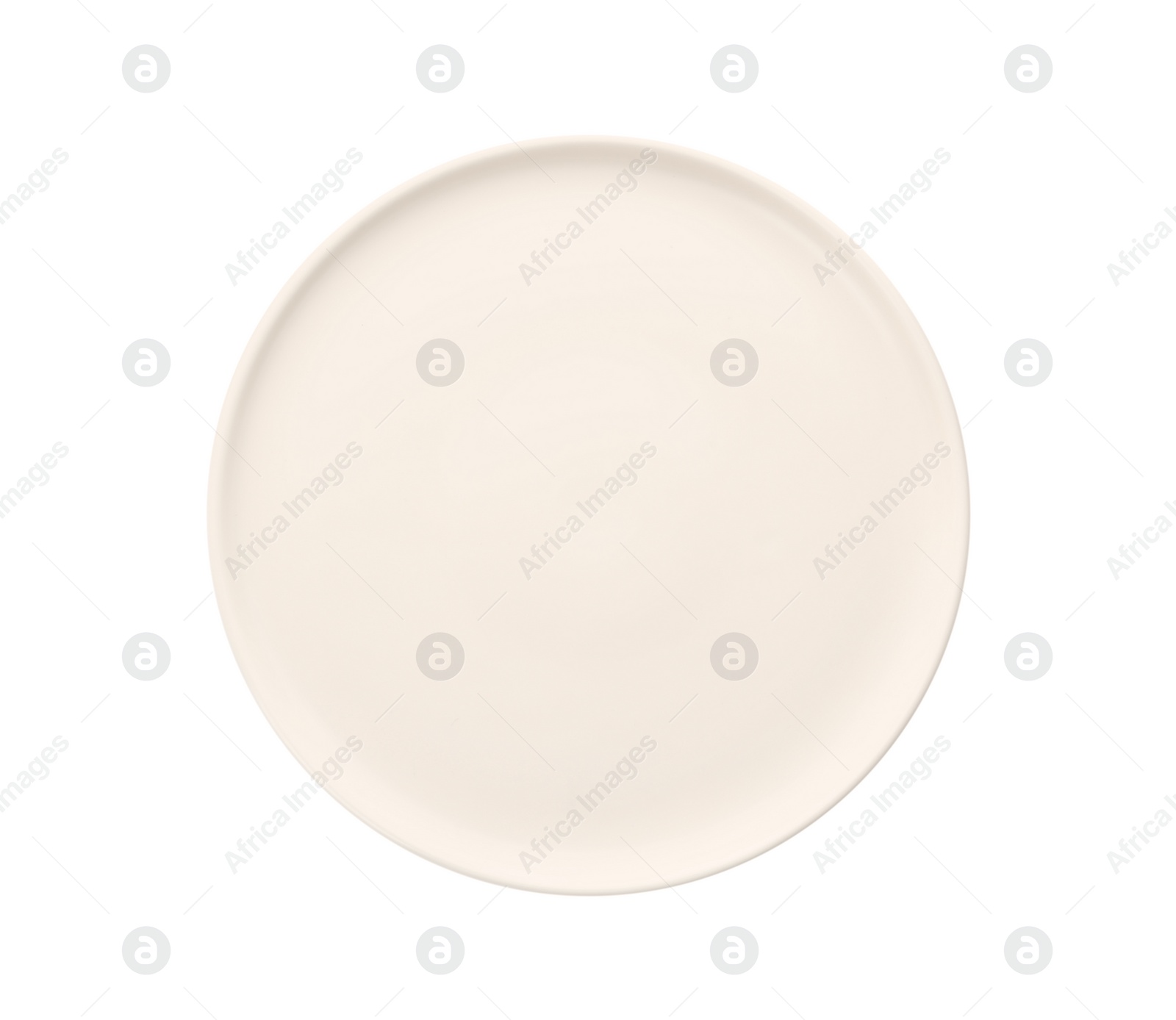 Photo of Clean empty ceramic plate isolated on white, top view