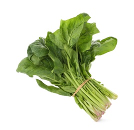 Bundle of fresh spinach isolated on white