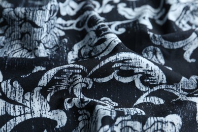 Texture of beautiful fabric with stylish pattern as background, closeup