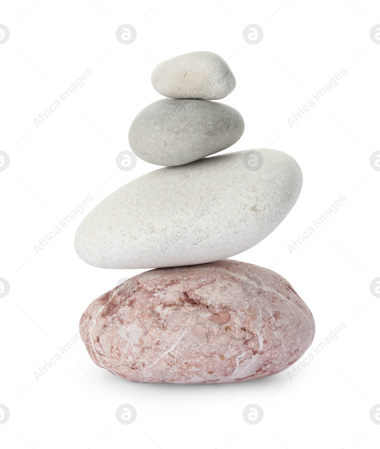 Photo of Stack of different stones isolated on white