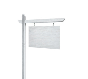 Image of Blank real estate sign on white background