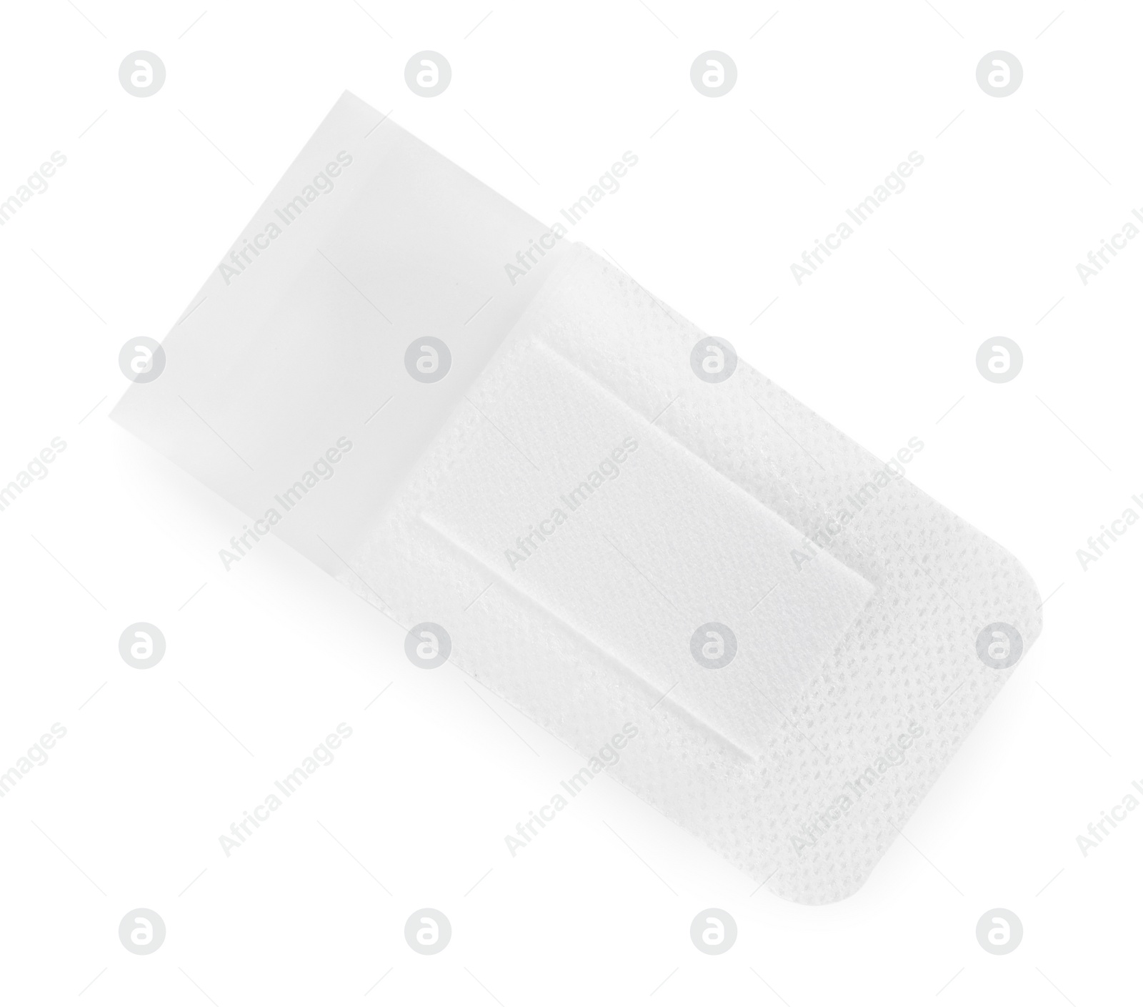 One medical adhesive bandage isolated on white, top view Photo of One medical adhesive bandage isolated on white, top view