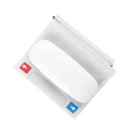 Photo of Modern blood pressure meter on white background, top view. Medical device