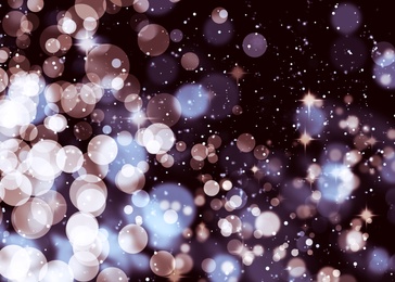 Image of Blurred view of beautiful Christmas lights, bokeh effect