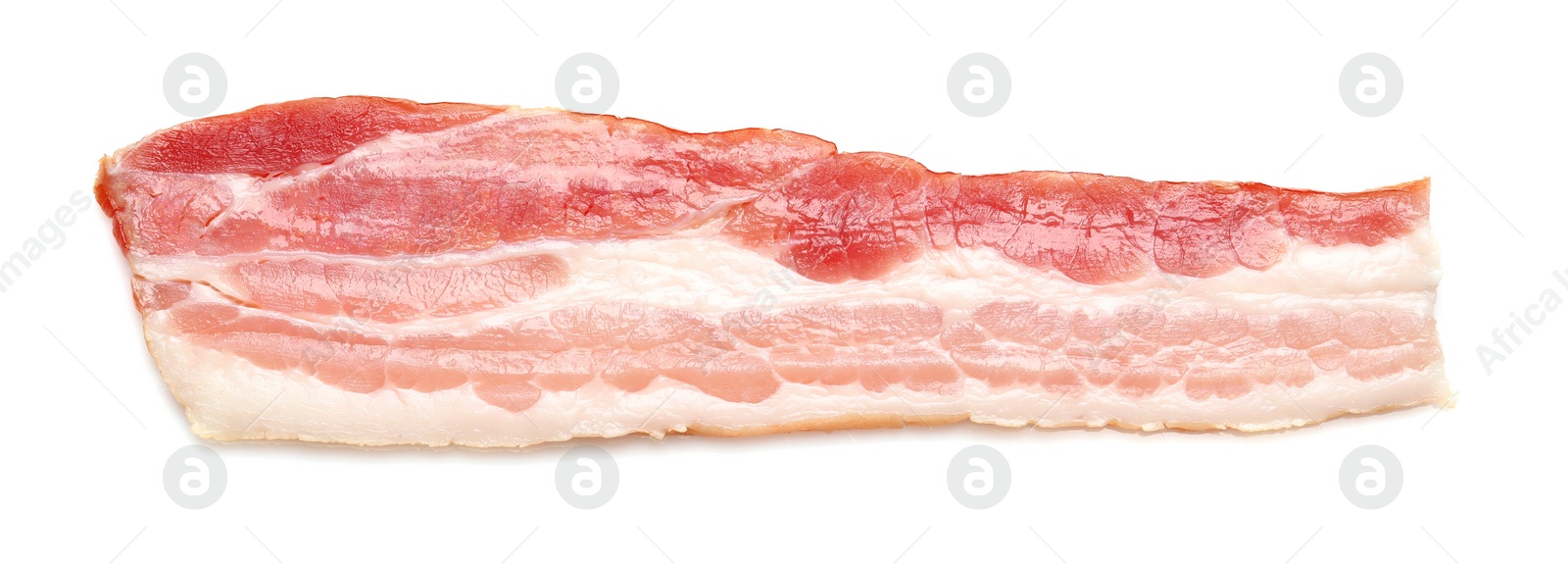 Photo of Raw bacon on white background