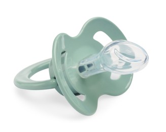 Photo of New pale green baby pacifier isolated on white