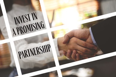 Partnership, deal and agreement. Businesspeople shaking hands, closeup