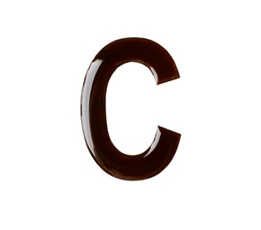 Letter C made of chocolate on white background