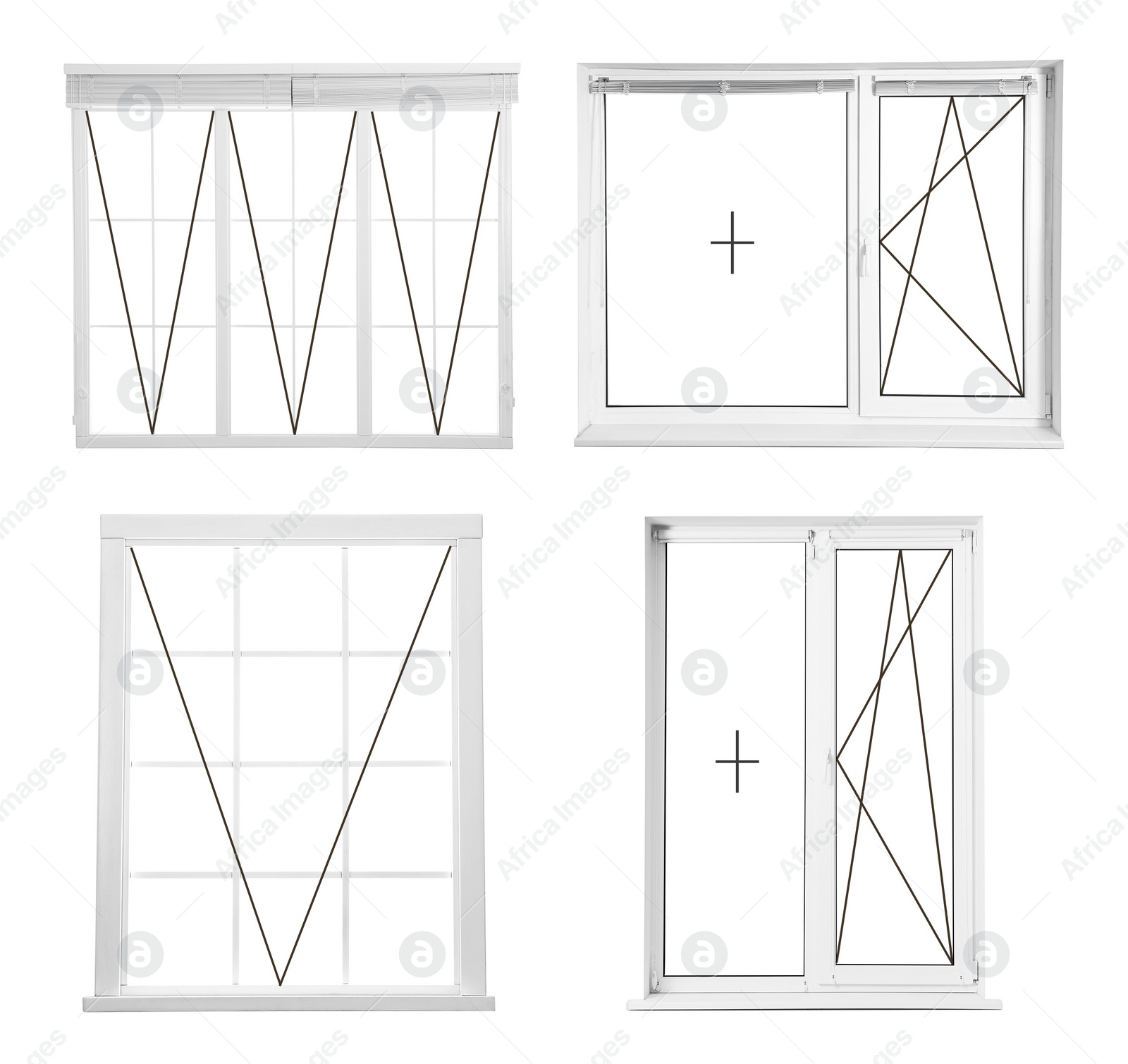 Image of Modern windows with opening type lines on white background