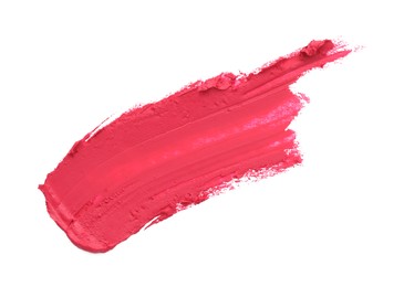 Photo of Swatch of lipstick isolated on white, top view