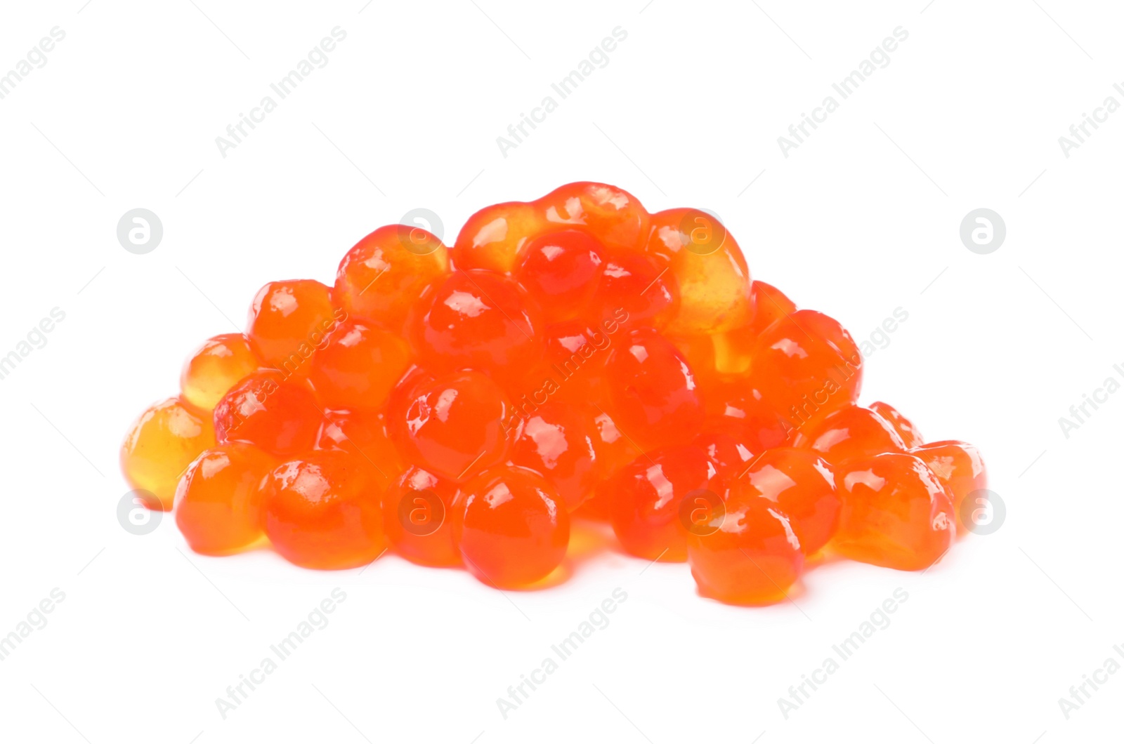 Photo of Pile of delicious red caviar isolated on white