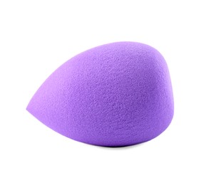 One violet makeup sponge isolated on white