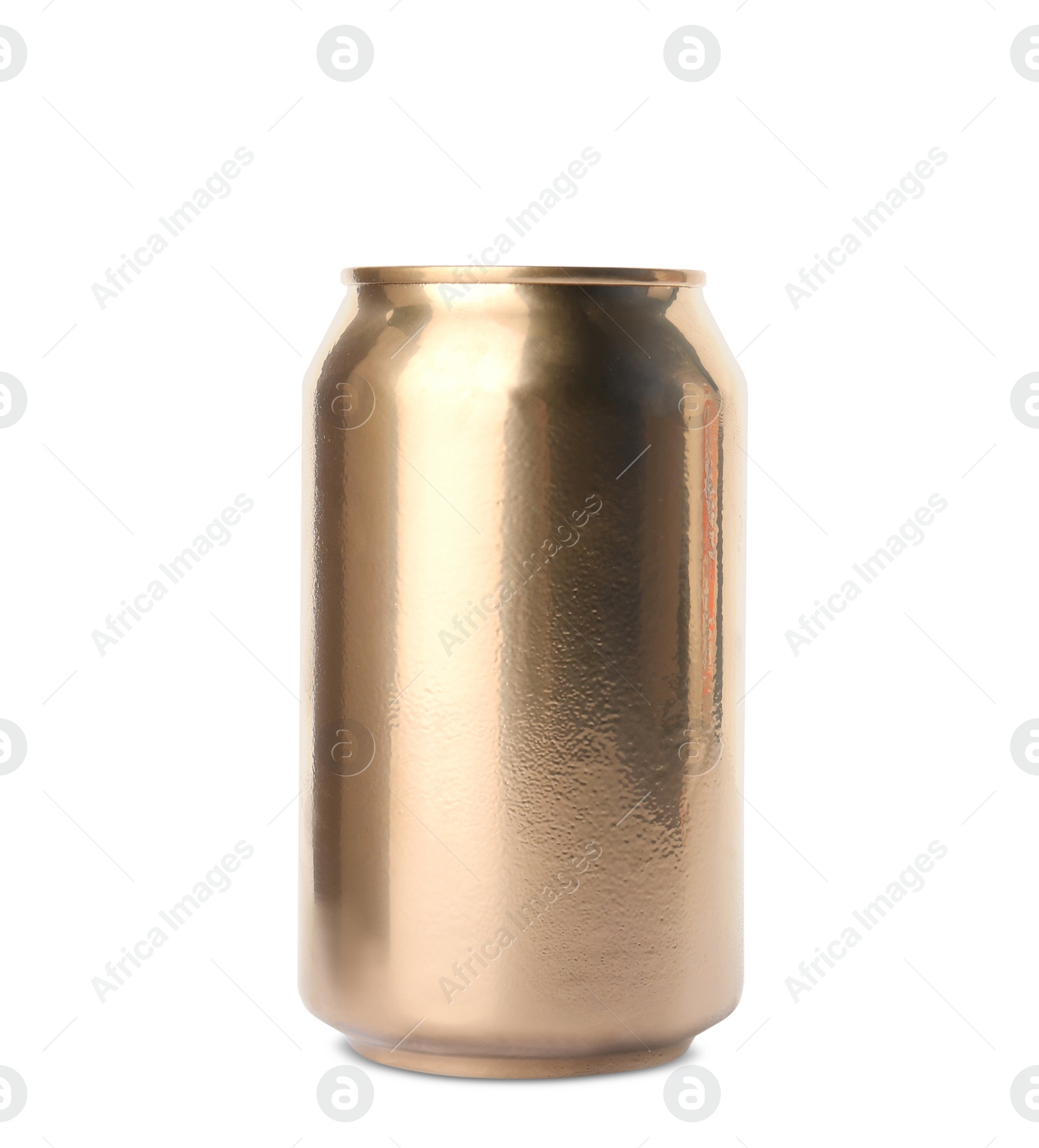 Photo of Aluminium can of beverage on white background