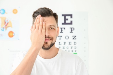 Photo of Young man visiting ophthalmologist