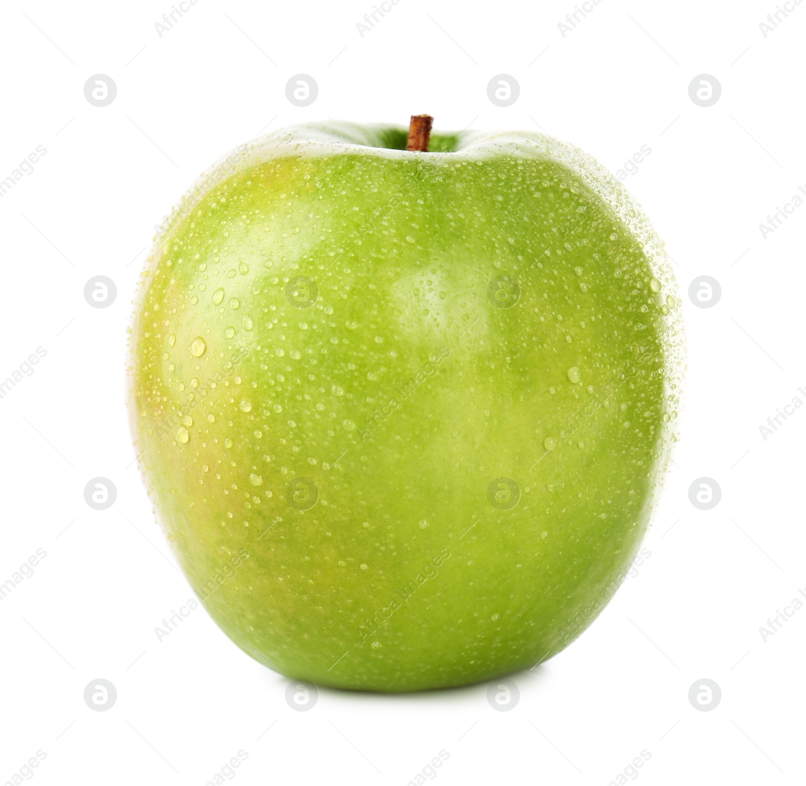 Photo of Fresh juicy green apple with water drops isolated on white