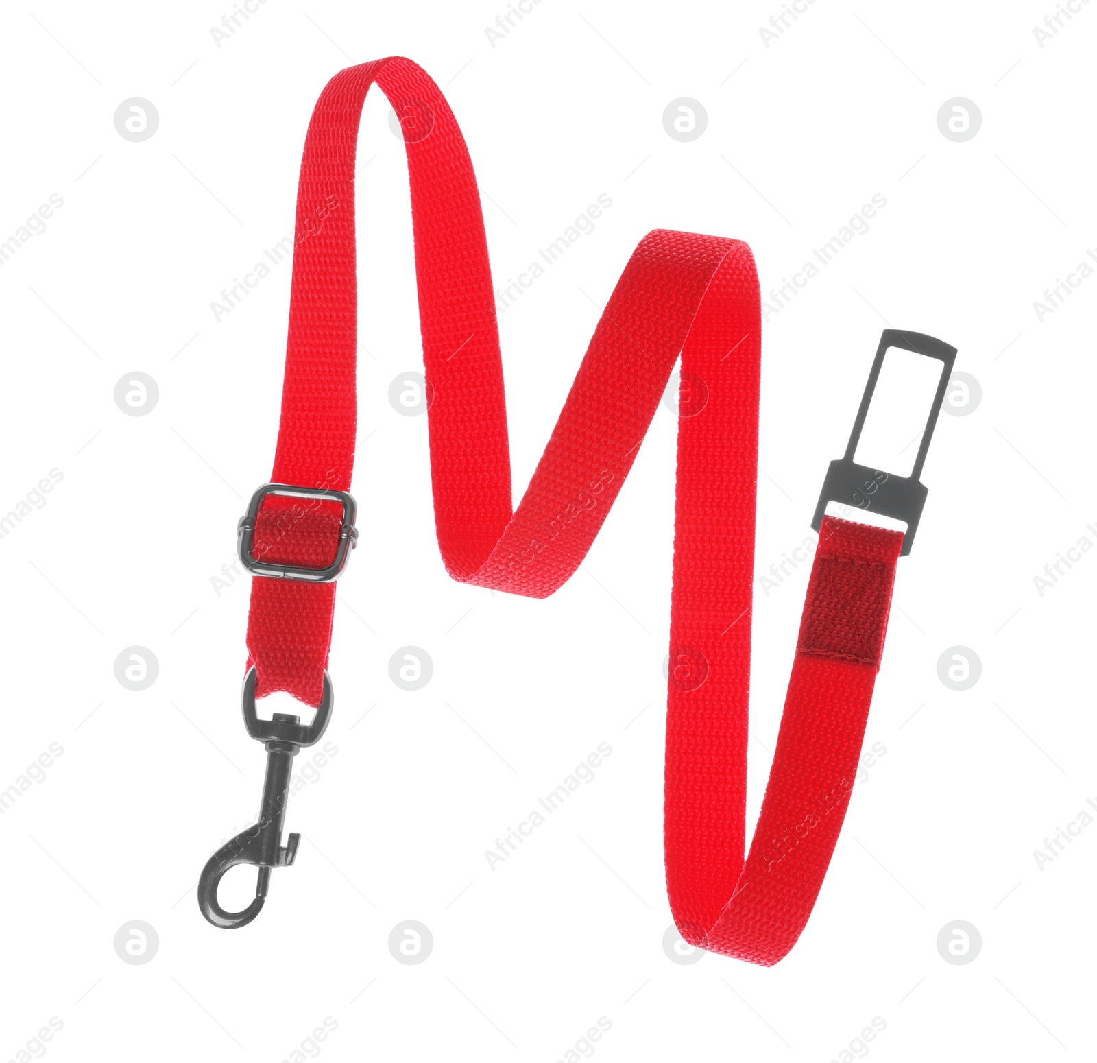 Photo of Red dog leash isolated on white. Pet accessory