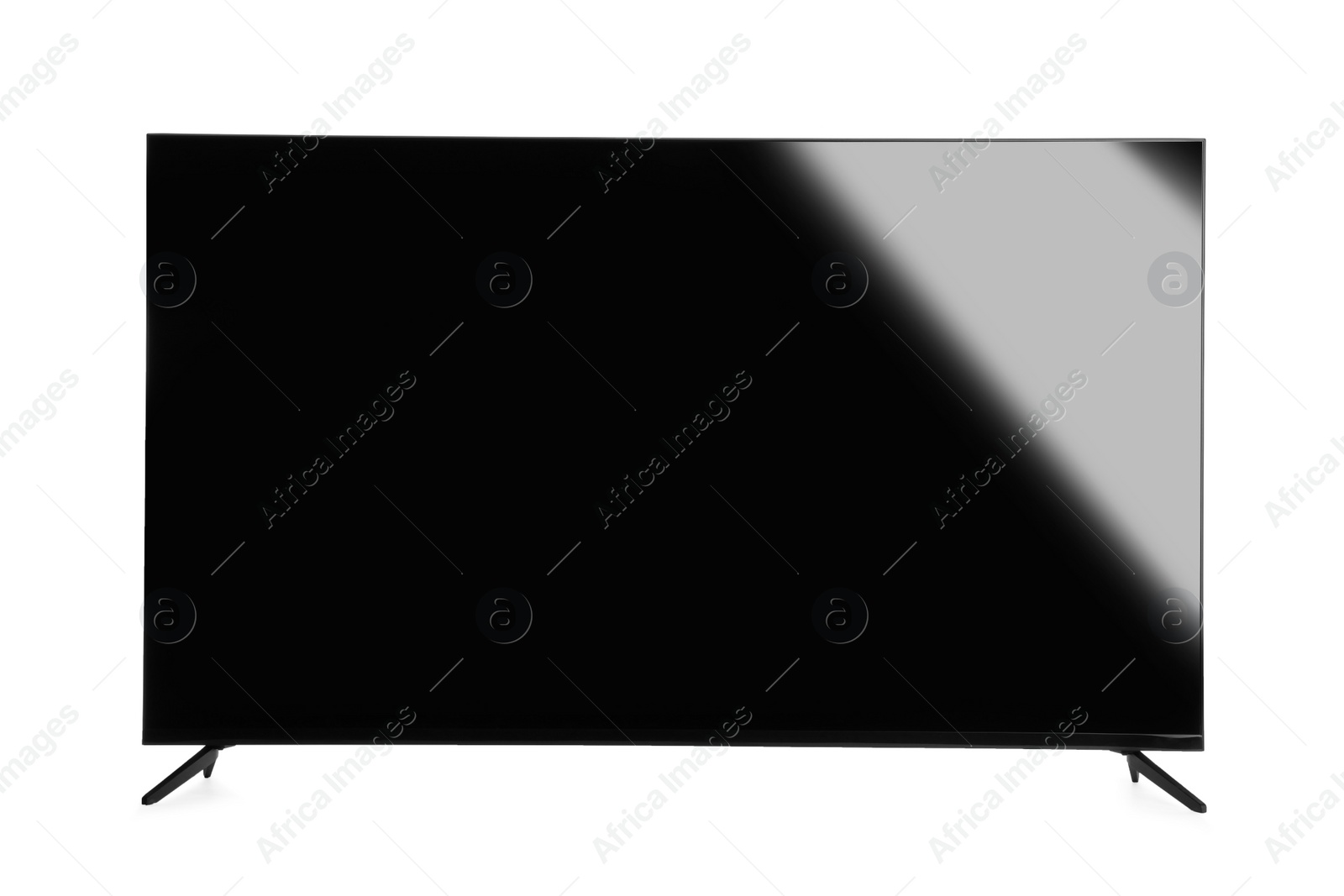 Photo of Modern TV with blank wide screen isolated on white