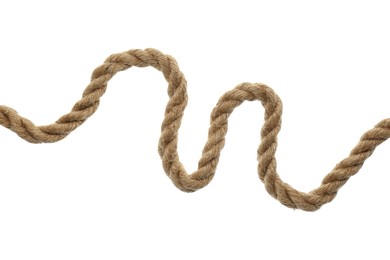 Hemp rope on white background. Organic material