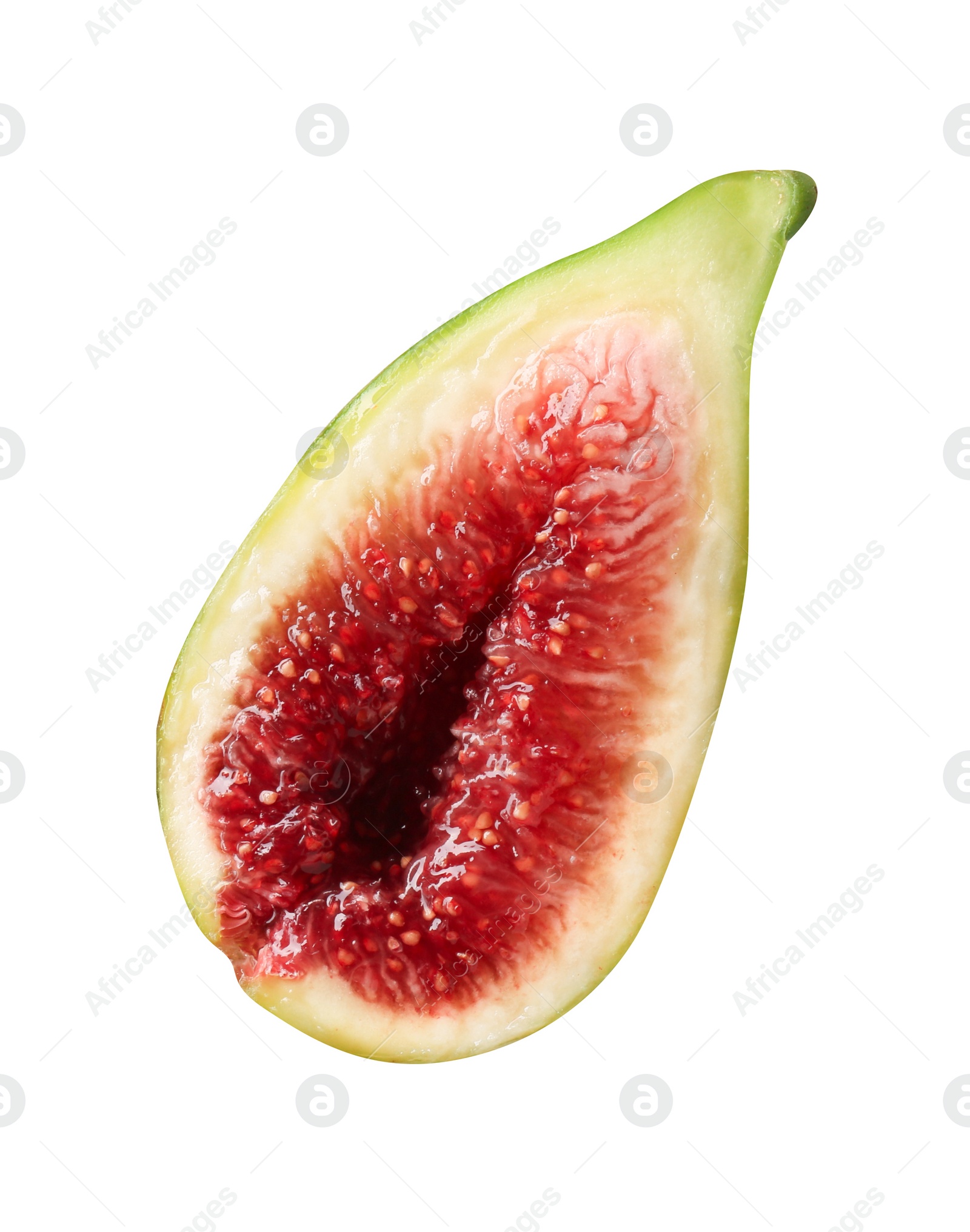 Photo of Half of fresh green fig isolated on white