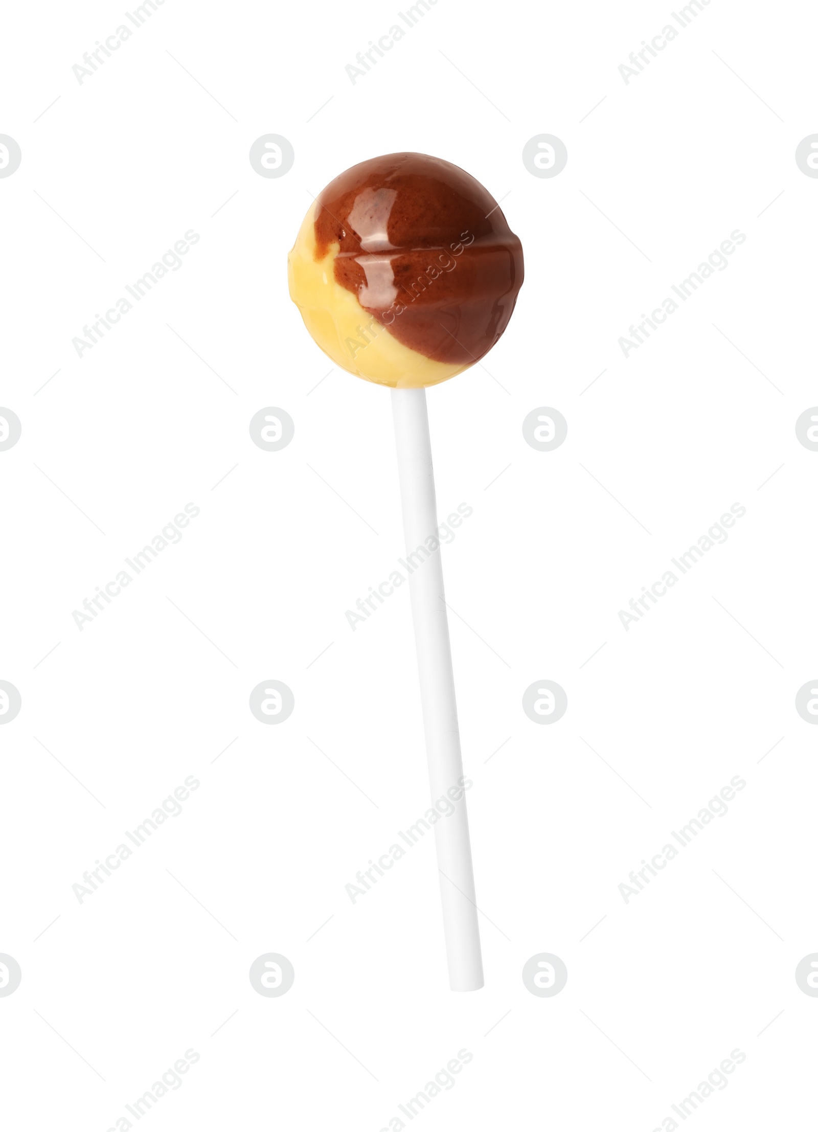 Photo of One sweet colorful lollipop isolated on white