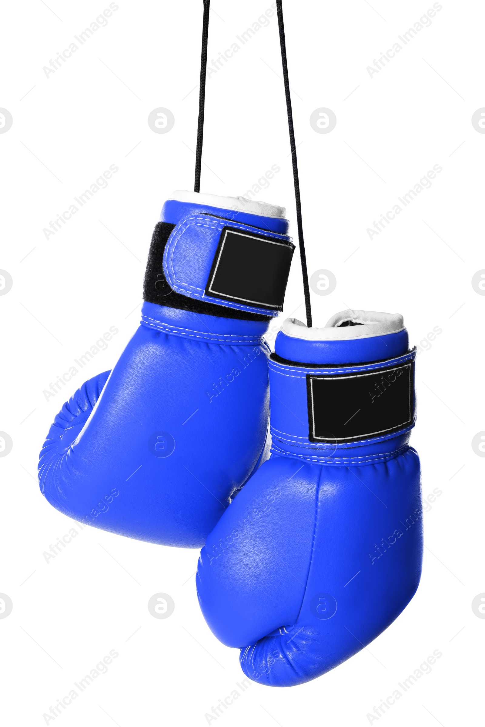 Image of Pair of blue boxing gloves isolated on white