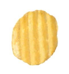 One tasty ridged potato chip isolated on white