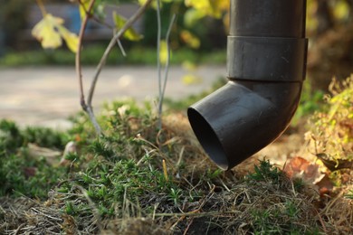 One drainpipe on street. Gutter protection system