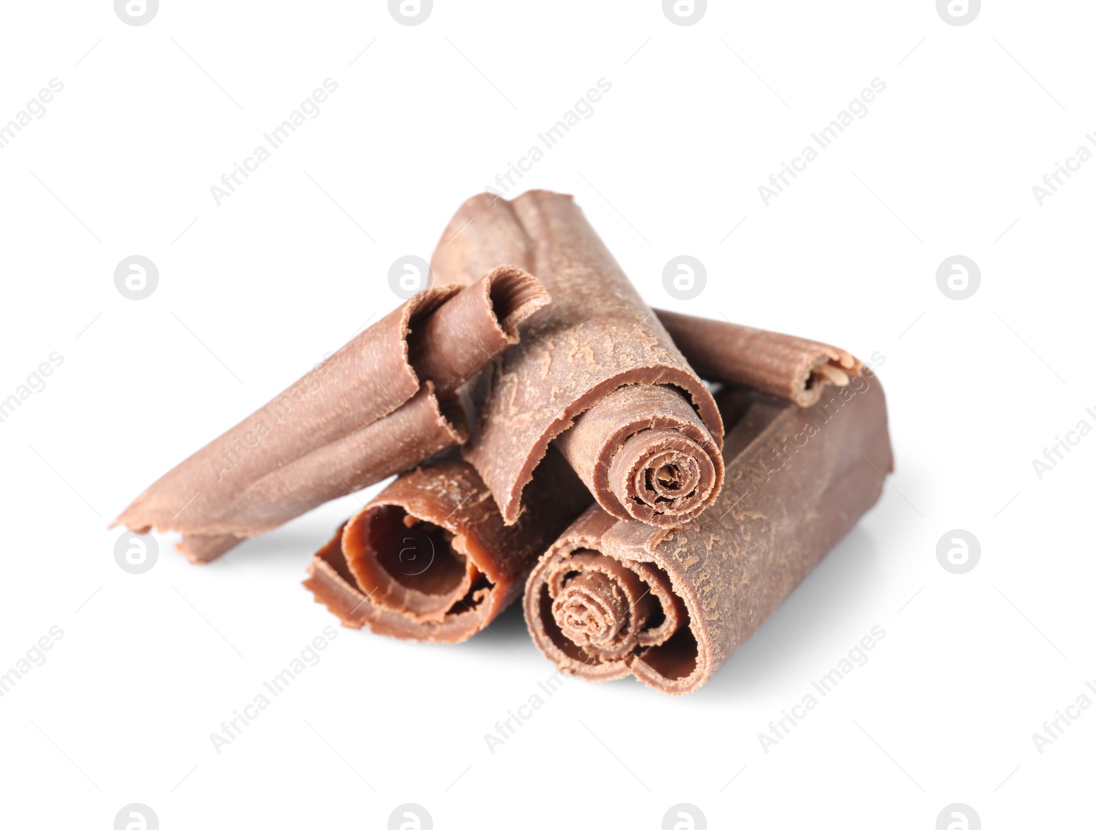 Photo of Chocolate curls for decor isolated on white