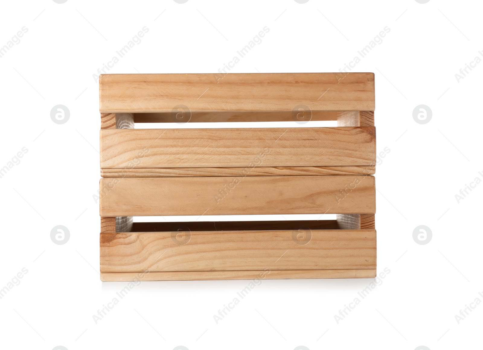 Photo of Wooden crate on white background. Shipping container