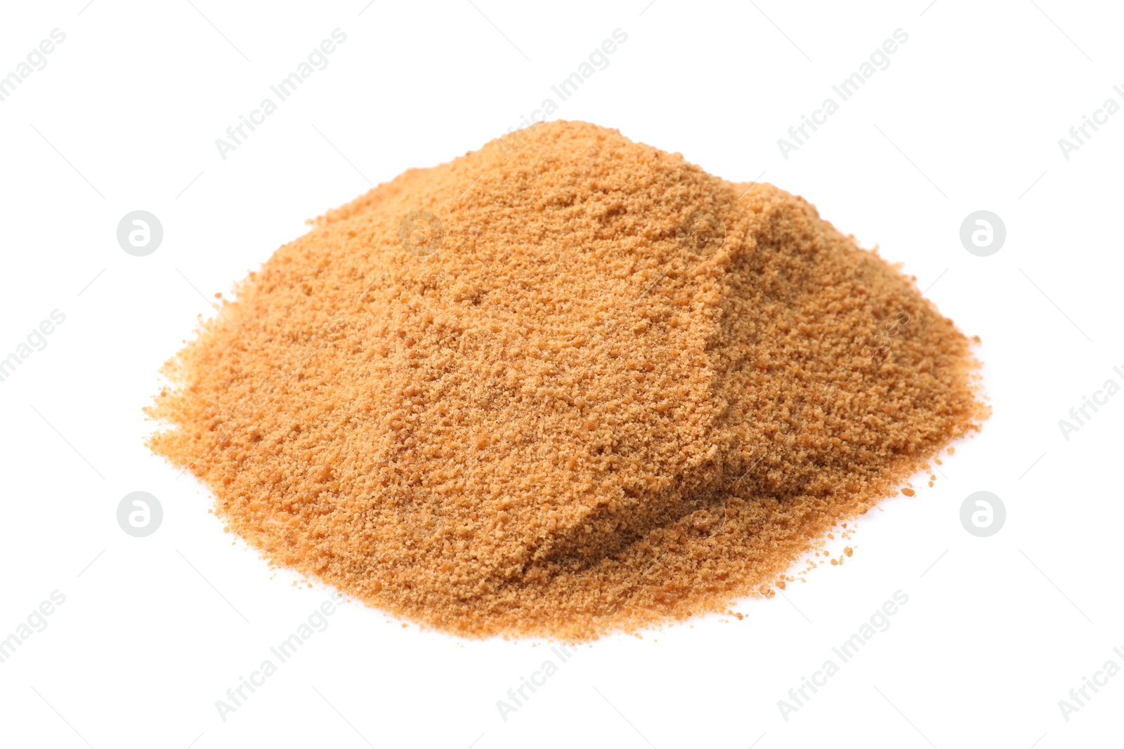 Photo of Pile of coconut sugar isolated on white