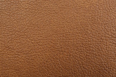 Photo of Light brown leather as background, top view
