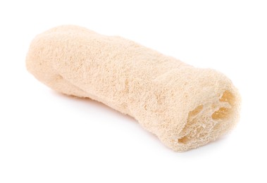 Photo of Loofah sponge isolated on white. Personal hygiene product