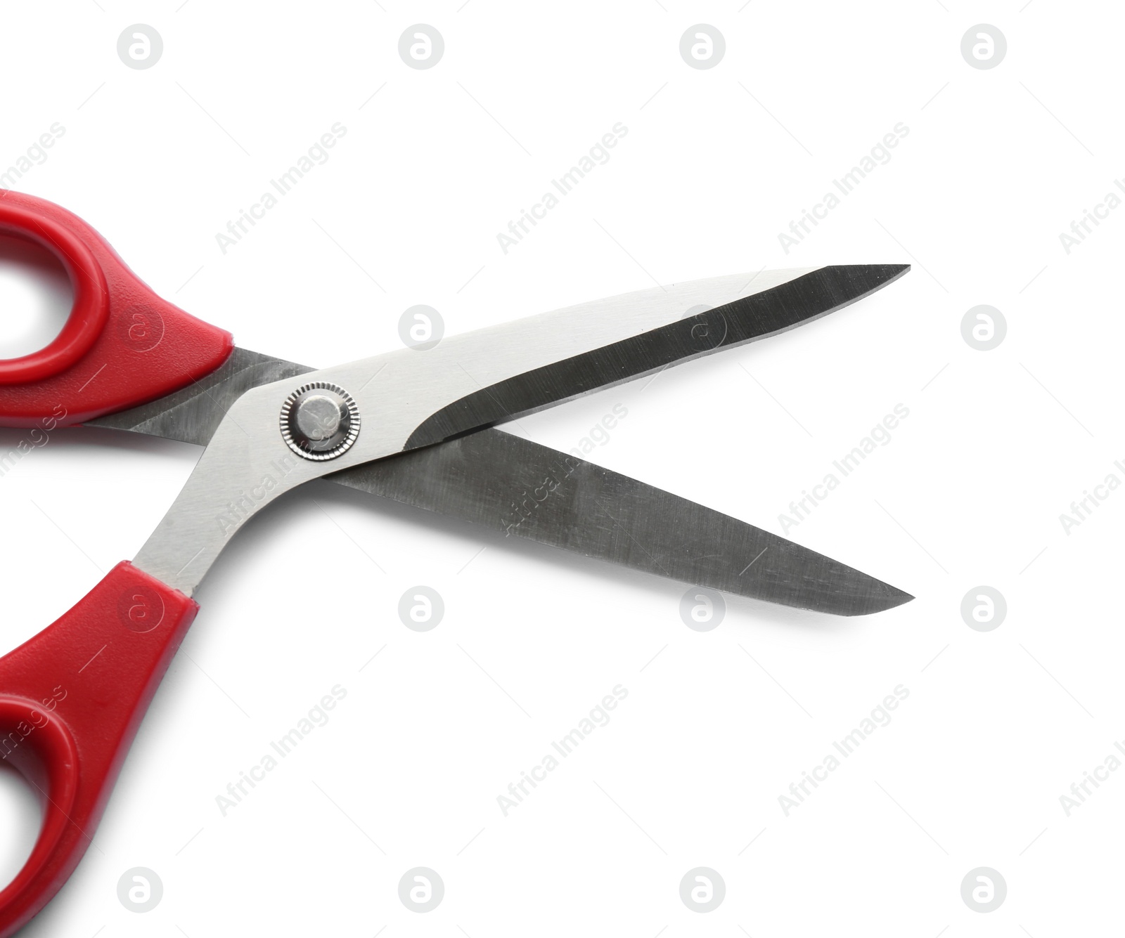 Photo of Pair of sharp scissors on white background