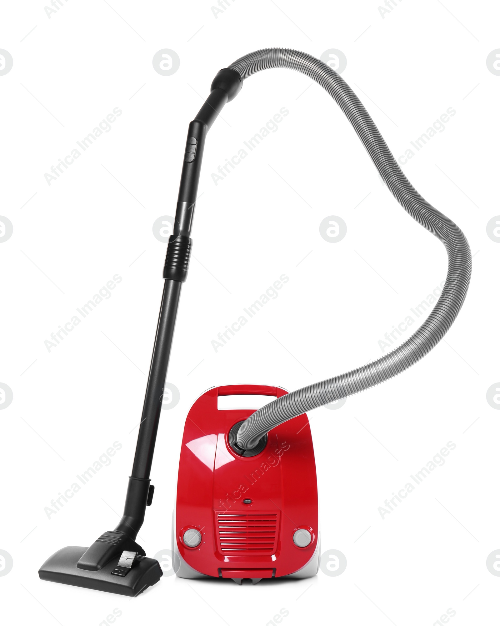 Photo of Modern red vacuum cleaner isolated on white