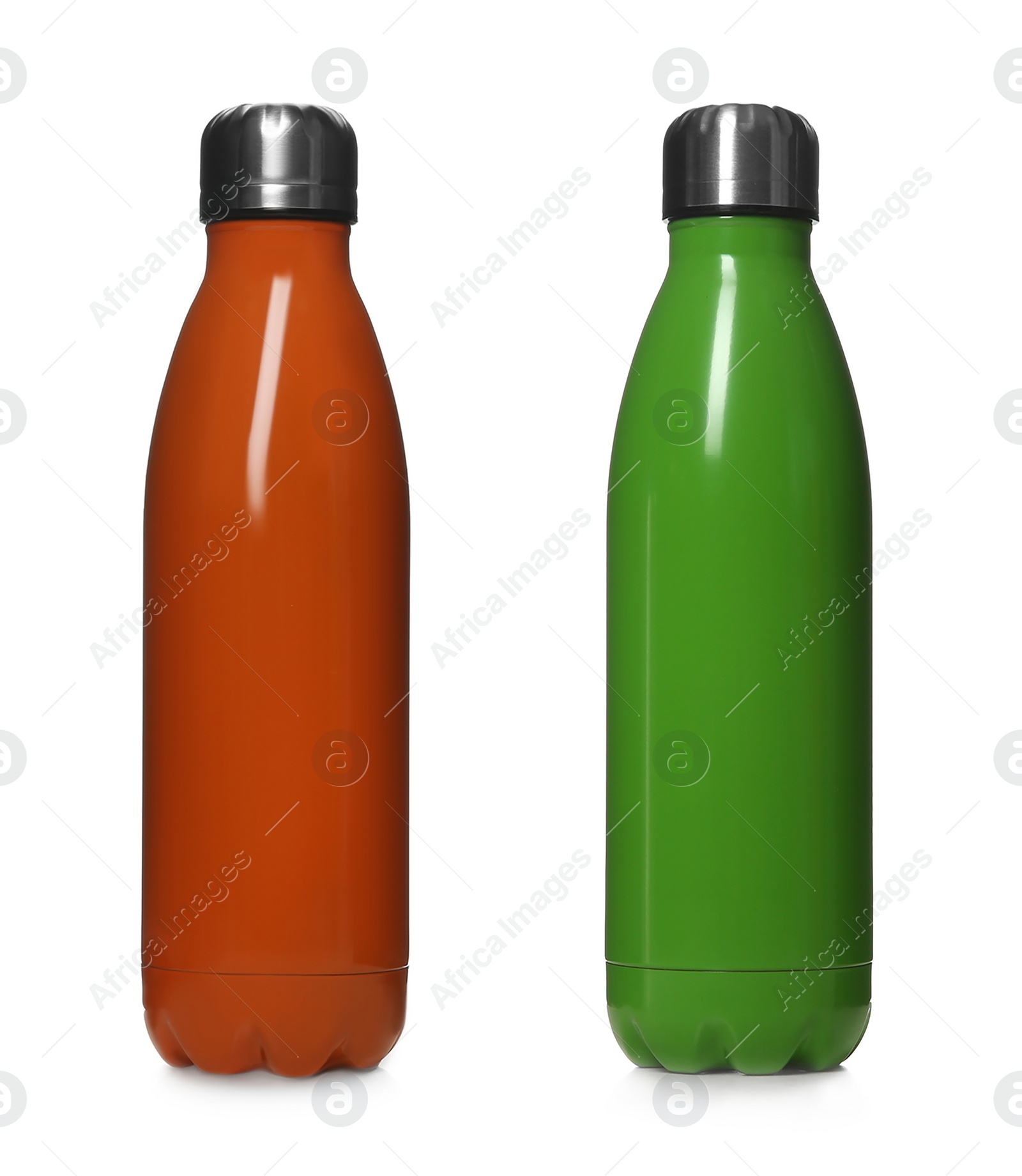 Image of Two modern thermo bottles isolated on white