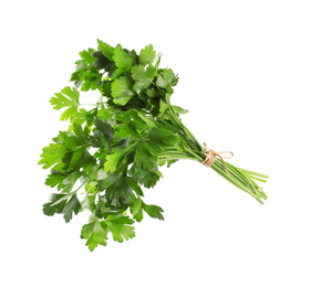 Photo of Bunch of fresh green parsley isolated on white