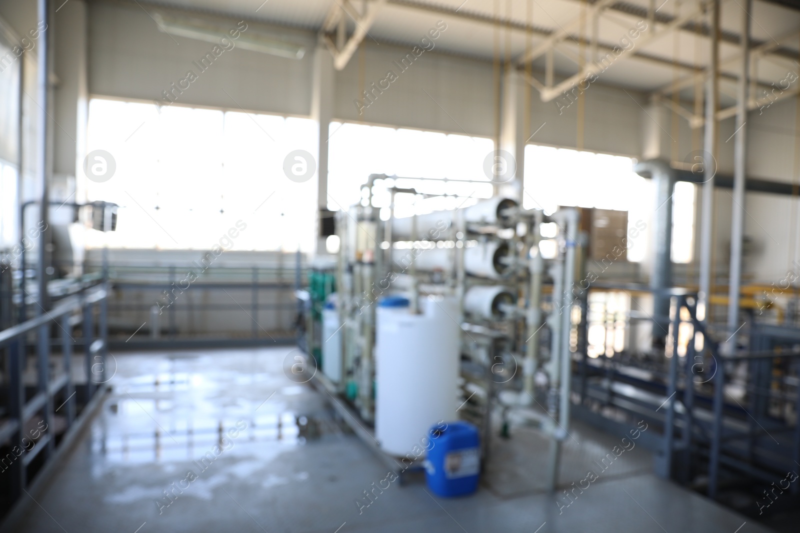 Photo of Blurred view modern granary with different equipment