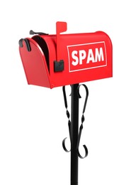 Image of Red letter box with word Spam on white background