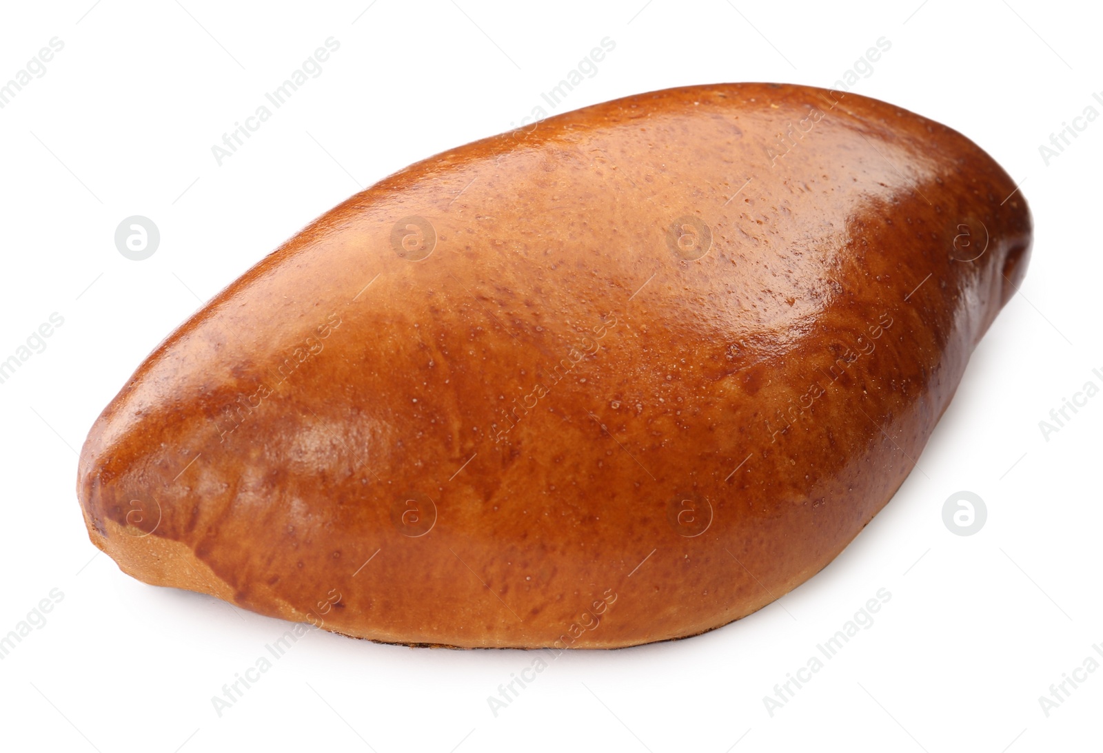 Photo of One delicious baked patty on white background